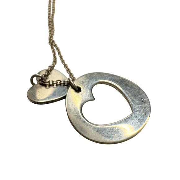 Tiffany & Co. 2 Heart Necklace - Stencil Heart Pendant with Cutout Heart - Picture 4 of 16
